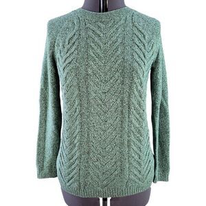 NWOT Talbots Green Cotton Cable-Knit Sweater Sz MP